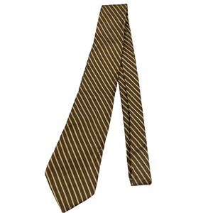 #5574 Stafford Men's Narrow Brown and Green Striped Necktie, Tie 59x3.5